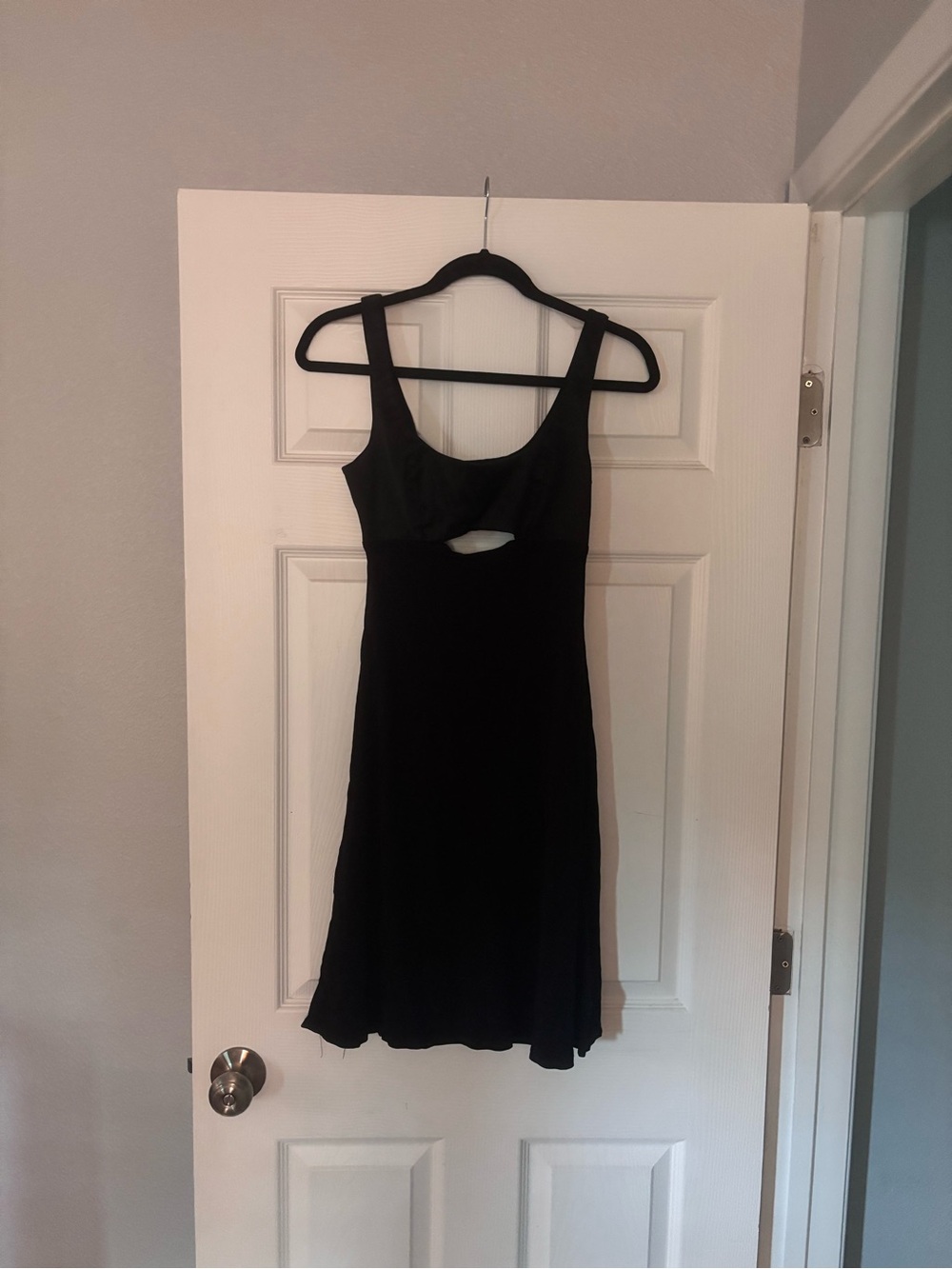 Vintage Bebe Black Mini Dress with Front Cutout Y2K